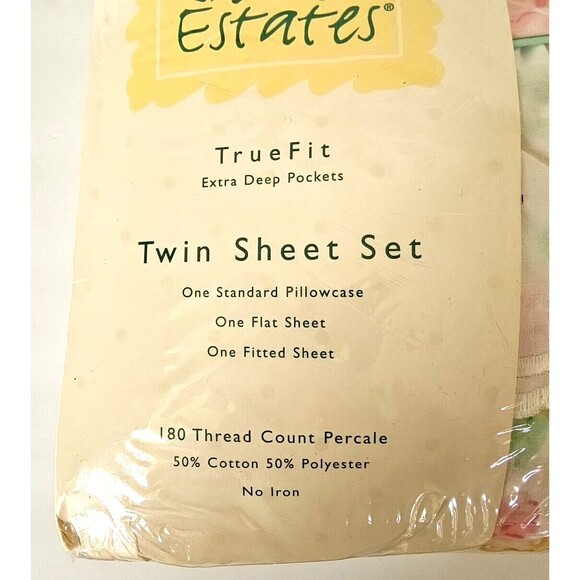 Vtg Garden Estates Sarah Twin Bedding Pink Romantic Spring Floral Eyelet Lace - Picture 3 of 12